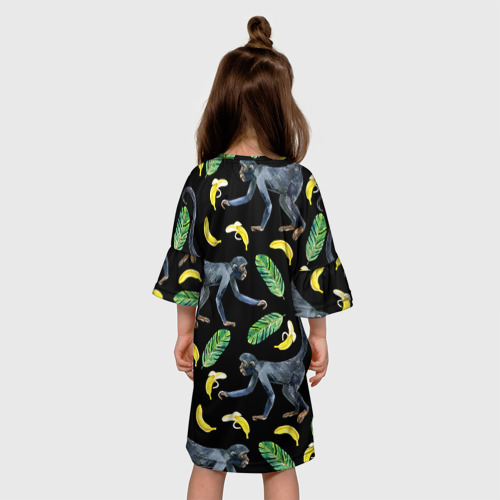 Детское платье 3D Обезьянки и бананы, цвет 3D печать - фото 5