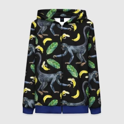 Женская толстовка 3D на молнии Обезьянки и бананы