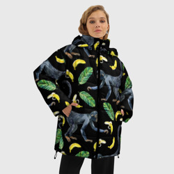 Женская зимняя куртка Oversize Обезьянки и бананы - фото 2