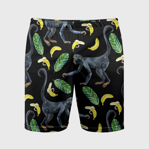 Мужские шорты спортивные Обезьянки и бананы, цвет 3D печать