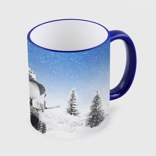 Кружка с полной запечаткой Снеговик, цвет Кант синий - фото 3