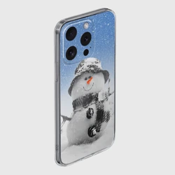 Чехол для iPhone 15 Pro Max силиконовый с защитой камеры Снеговик - фото 2
