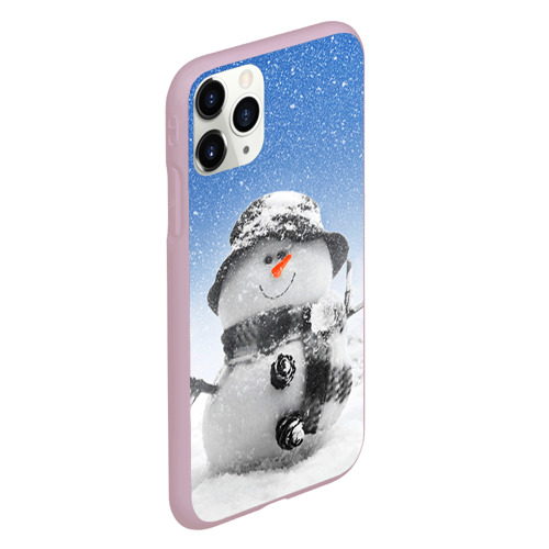 Чехол для iPhone 11 Pro матовый Снеговик, цвет розовый - фото 3