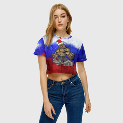 Женская футболка Crop-top 3D Медведь буйный новогодний - фото 2