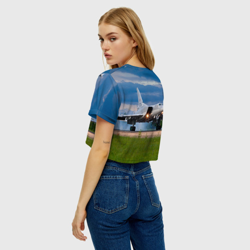 Женская футболка Crop-top 3D Самолёт, цвет 3D печать - фото 5