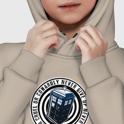 Детское худи Oversize хлопок Tardis - Never Give Up, цвет миндальный - фото 7