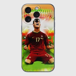 Чехол для iPhone 15 Pro силиконовый с защитой камеры Роналдо