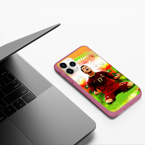 Чехол для iPhone 11 Pro матовый Роналдо, цвет малиновый - фото 5