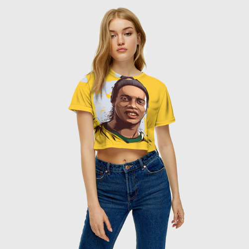 Женская футболка Crop-top 3D Ronaldinho - фото 3