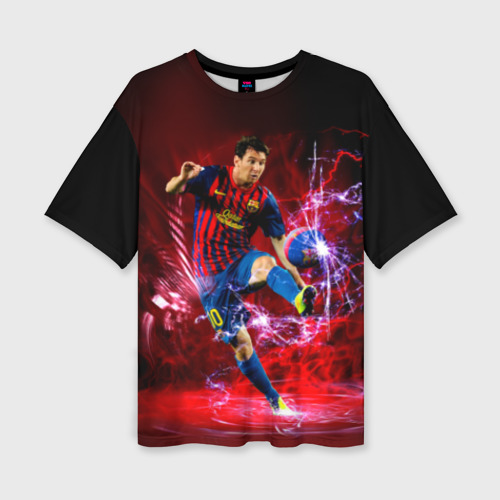 Женская футболка oversize 3D Messi, цвет 3D печать