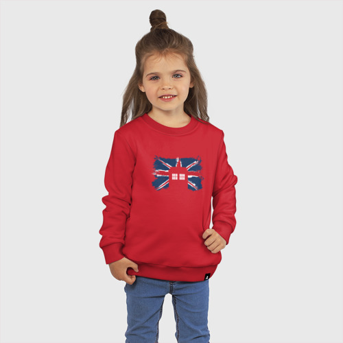 Детский свитшот хлопок Tardis Britain, цвет красный - фото 3