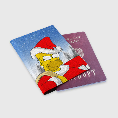 Обложка для паспорта матовая кожа Санта Гомер, цвет черный - фото 3