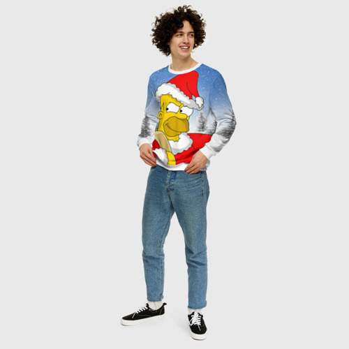 Мужской свитшот 3D Санта Гомер, цвет белый - фото 5
