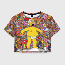 Женская футболка Crop-top 3D Обжора Гомер