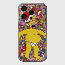 Чехол для iPhone 15 Pro силиконовый с защитой камеры Обжора Гомер