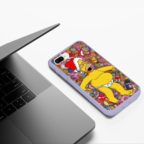 Чехол для iPhone 7Plus/8 Plus матовый Обжора Гомер, цвет светло-сиреневый - фото 5