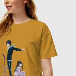 Женская футболка хлопок Oversize Ято и Ики. бездомный Бог - фото 2