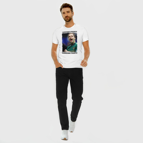Мужская футболка хлопок Slim Петр Чех (Petr Cech), цвет белый - фото 5