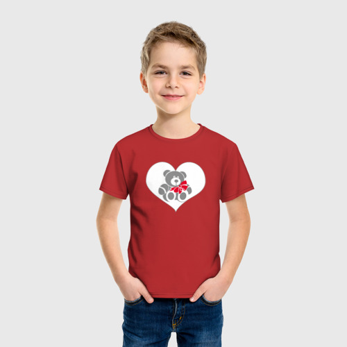 Детская футболка хлопок Подарок от чистого сердца, цвет красный - фото 3