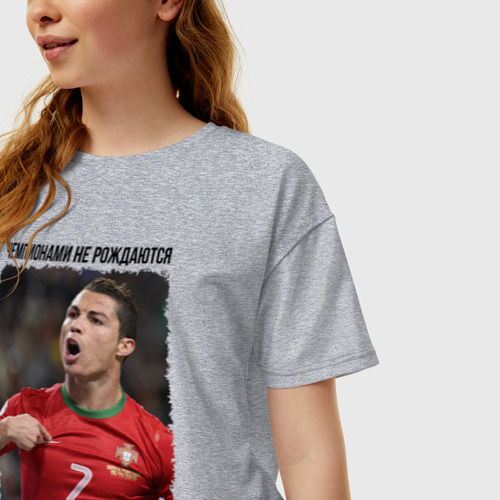 Женская футболка хлопок Oversize Cristiano Ronaldo, цвет меланж - фото 3