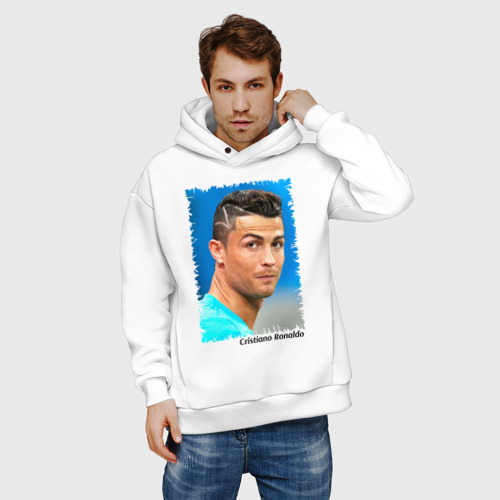 Мужское худи Oversize хлопок Cristiano Ronaldo, цвет белый - фото 3