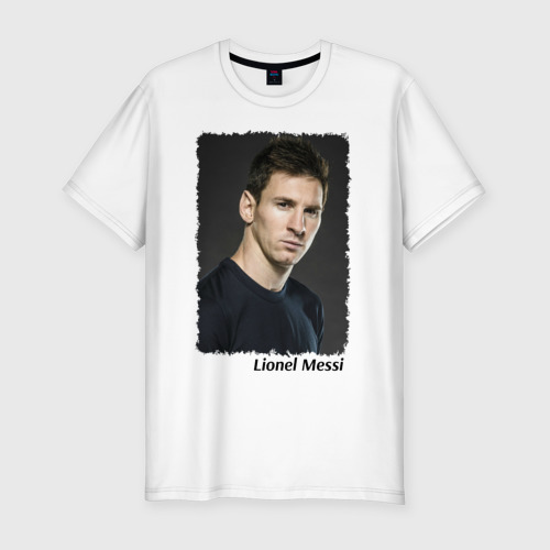 Мужская футболка хлопок Slim Lionel Messi, цвет белый