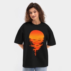 Женская футболка Oversize хлопок texturе Sunset - фото 2