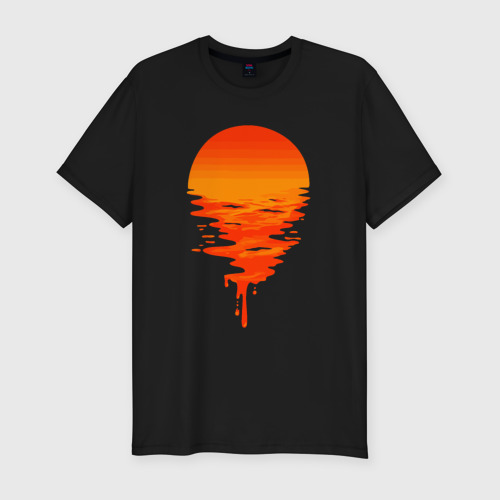 Мужская футболка хлопок Slim с принтом Sunset, вид спереди #2