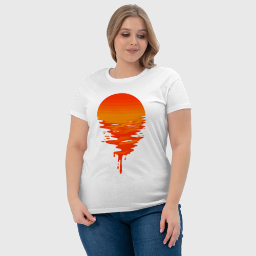 Женская футболка хлопок Sunset, цвет белый - фото 6
