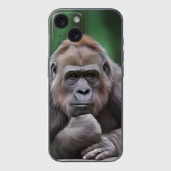 Чехол для iPhone 15 силиконовый с защитой камеры Обезьяна