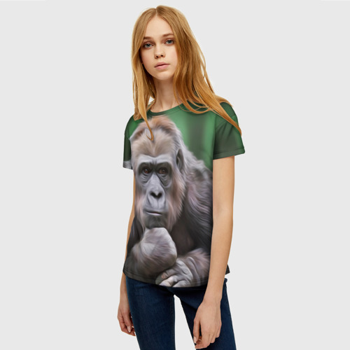 Женская футболка 3D Обезьяна, цвет 3D печать - фото 3