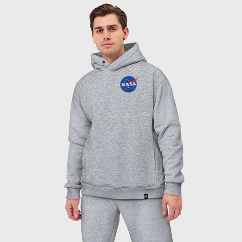 Мужской костюм oversize хлопок NASA, цвет меланж - фото 3