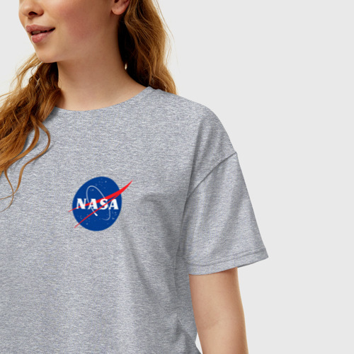 Женская футболка хлопок Oversize с принтом NASA, фото на моделе #1