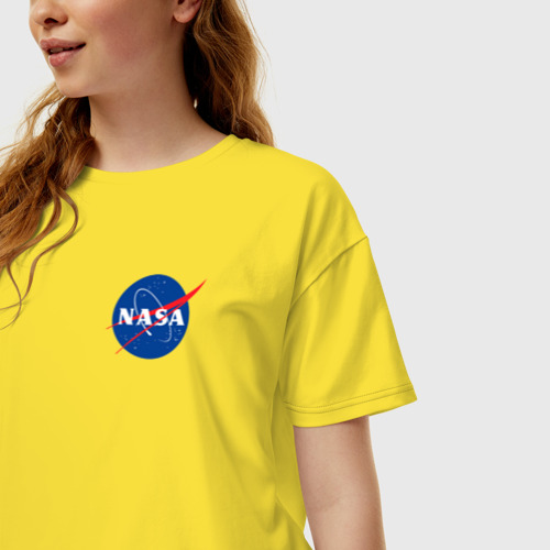 Женская футболка хлопок Oversize NASA, цвет желтый - фото 3