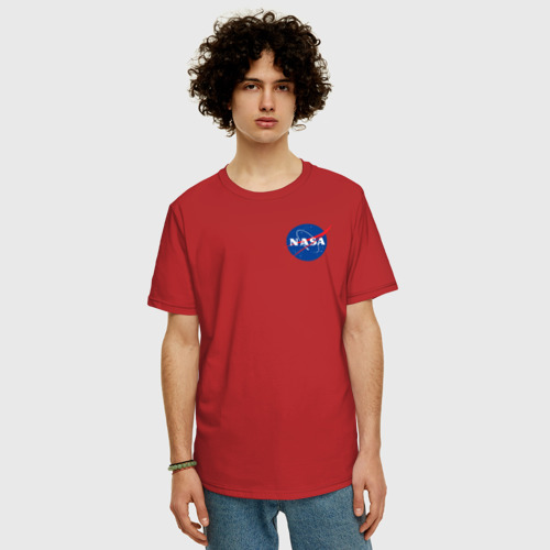 Мужская футболка хлопок Oversize NASA, цвет красный - фото 3