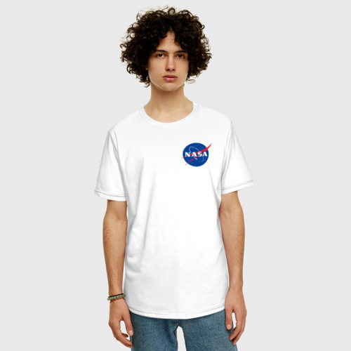 Мужская футболка хлопок Oversize NASA, цвет белый - фото 3