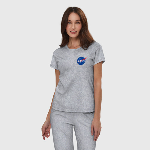 Женская пижама хлопок NASA, цвет меланж - фото 3