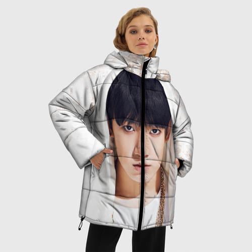 Женская зимняя куртка Oversize Jeon Jung Kook, цвет светло-серый - фото 3