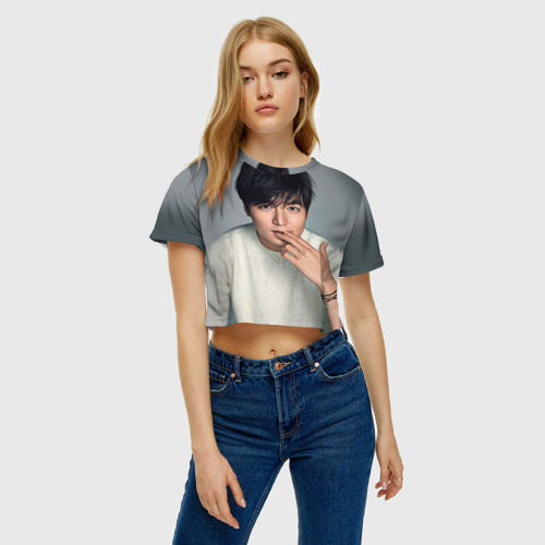 Женская футболка Crop-top 3D Lee Min Ho, цвет 3D печать - фото 3