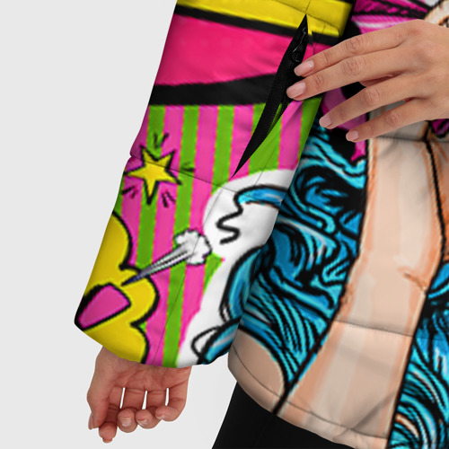 Женская зимняя куртка Oversize Pop art, цвет светло-серый - фото 6