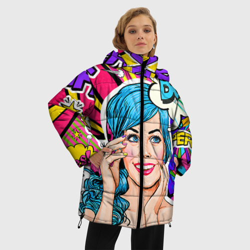 Женская зимняя куртка Oversize Pop art, цвет черный - фото 3