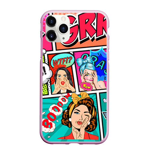 Чехол для iPhone 11 Pro Max матовый Пинап POP art, цвет розовый