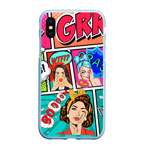 Чехол для iPhone XS Max матовый Пинап POP art, цвет голубой