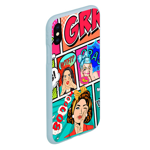 Чехол для iPhone XS Max матовый Пинап POP art, цвет голубой - фото 3