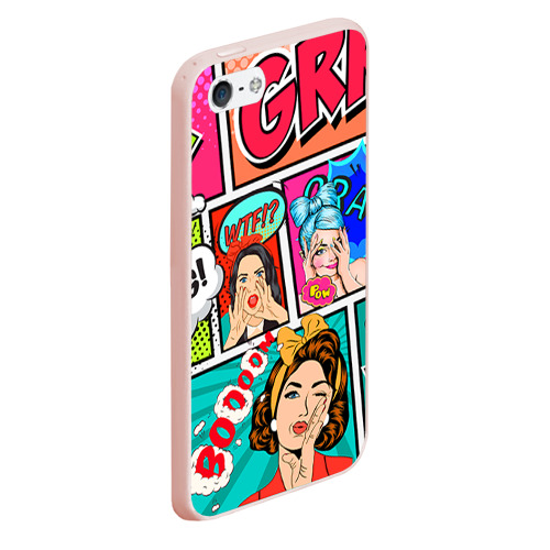 Чехол для iPhone 5/5S матовый Пинап POP art, цвет светло-розовый - фото 3