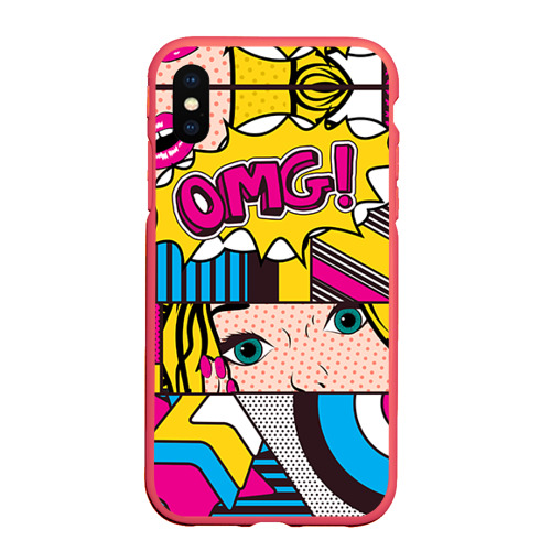 Чехол для iPhone XS Max матовый POP art, цвет красный