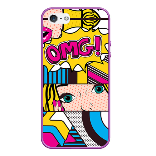 Чехол для iPhone 5/5S матовый POP art, цвет фиолетовый