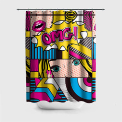 Штора 3D для ванной POP art