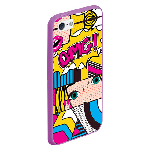 Чехол для iPhone 5/5S матовый POP art, цвет фиолетовый - фото 3