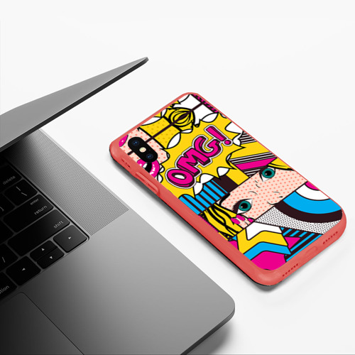 Чехол для iPhone XS Max матовый POP art, цвет красный - фото 5